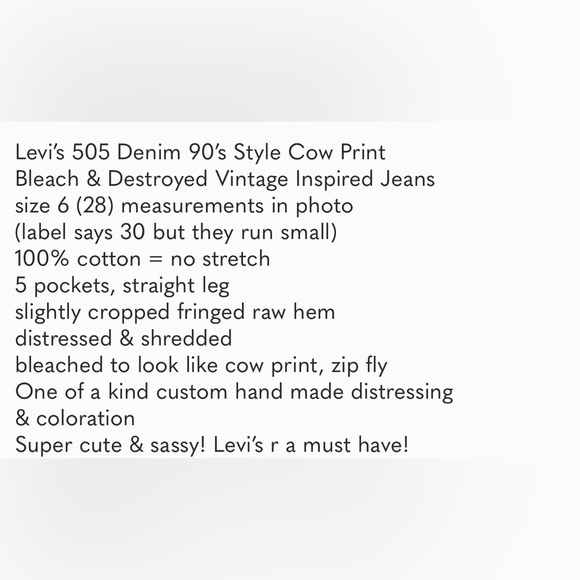 Levi’s 90s Style Cow Print Bleach & Destroyed Jean - Picture 9 of 9